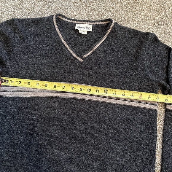 VTG Glory US Women's M Cropped Sweater Gray Rugby Stripe Retro 80's Preppy USA - Picture 4 of 8